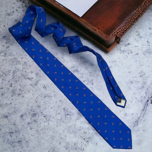 Vintage Givenchy Men's Blue Patterned Silk Neck Tie - Imported from Italy - Picture 1 of 13